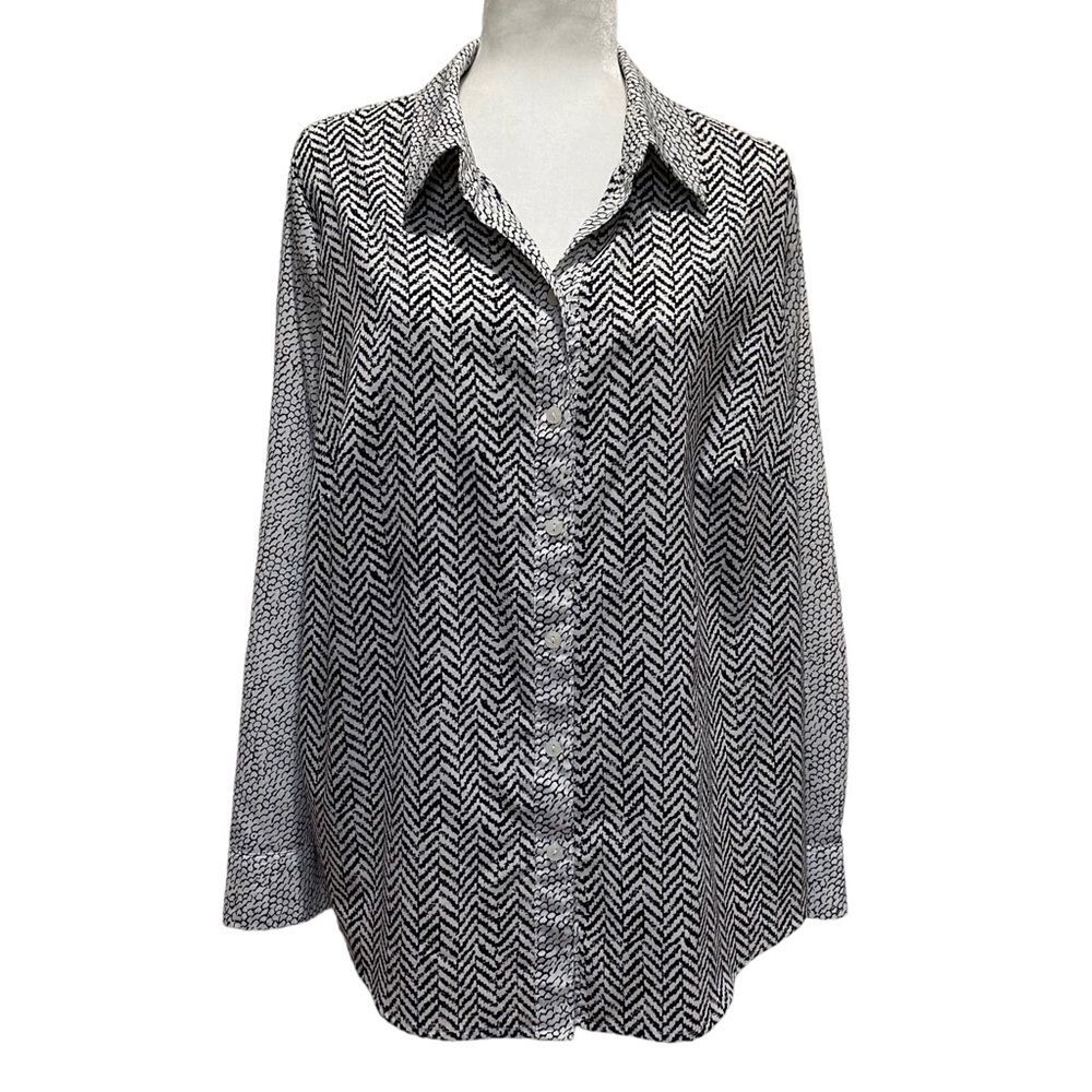 Apt 9 Chevron Animal Print Button Down Blouse Sz 1X